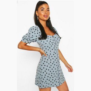 🛑TEMPORARY HOLD🛑 NWT Polka Dot Puff Sleeve Baby Blue Skater Dress